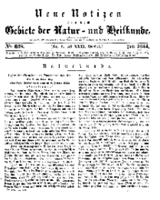 Neue Notizen aus dem Gebiete der Natur- und Heilkunde, 1844 (Bd. XXXI, nr 8), Juli - No 668