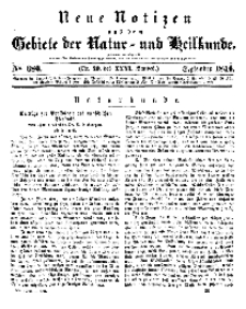 Neue Notizen aus dem Gebiete der Natur- und Heilkunde, 1844 (Bd. XXXI, nr 20), September - No 680