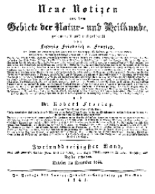 Neue Notizen aus dem Gebiete der Natur- und Heilkunde, 1844 (Register - Bd. XXXII)
