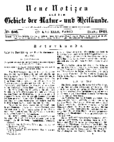 Neue Notizen aus dem Gebiete der Natur- und Heilkunde, 1844 (Bd. XXXII, nr 4), October - No 686