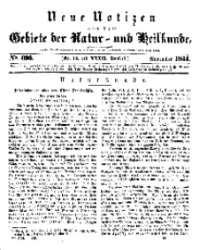 Neue Notizen aus dem Gebiete der Natur- und Heilkunde, 1844 (Bd. XXXII, nr 14), November - No 696