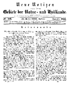 Neue Notizen aus dem Gebiete der Natur- und Heilkunde, 1844 (Bd. XXXII, nr 20), Dezember - No 702