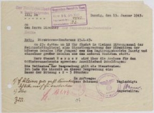 Pismo z dnia 13.01.1943, Danzig (Direktor der Copernicus-Oberschule)