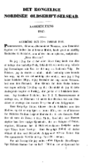 Det Kongelige Nordiske Oldskrift-Selskab. Aarsmöde den 30te Januar 1841