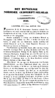 Det Kongelige Nordiske Oldskrift-Selskab. Aarsmöde den 27te Januar 1842