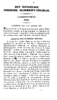 Det Kongelige Nordiske Oldskrift-Selskab. Aarsmöde den 27te Januar 1843