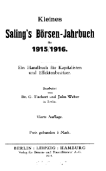 Kleines Saling's Börsen-Jahrbuch für 1915/1916