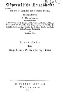 Ostpreussische Kriegshefte, 1. Heft