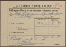 Beitragsquittung [...] Danziger Feuersozietät (11.01.1944 r.)