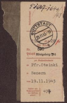 Przekaz pocztowy: Pfr. Steinki