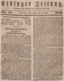 Elbinger Zeitung, No. 47 Donnerstag, 20. April 1843