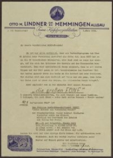 Druk firmowy: Otto M. Lindner G.m.b.H. Memmingen Allgäu z dnia 02.03.1934 r.