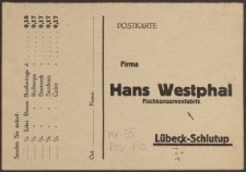 Postkarte: Firma Hans Westphal Fischkonservenfabrik Lübeck-Schlutup