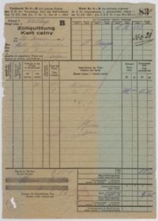 Zollquittung - kwit celny (04.02.1927)