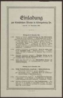Einlandung zur Kirchlichen Woche in Königsberg Pr.