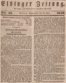 Elbinger Zeitung, No. 48 Sonnabend, 22. April 1843