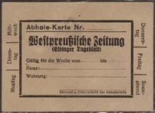 Abhole-Karte "Westpreußische Zeitung"(Elbinger Tageblatt)