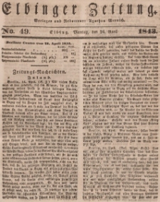 Elbinger Zeitung, No. 49 Montag, 24. April 1843