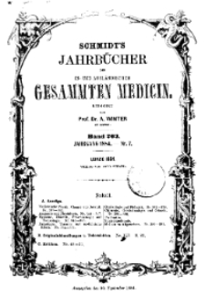 Schmidt’s Jahrbücher der in- und ausländischen gesammten Medicin, 1884 (Nr 7), Bd. 203, No 1.