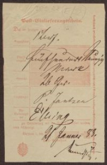 Papier firmowy: Post=Einlieferungsschein