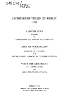 Architekten-Verein zu Berlin. Jahresberichte, 1896