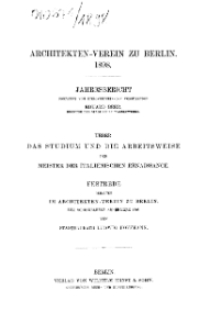 Architekten-Verein zu Berlin. Jahresberichte, 1898