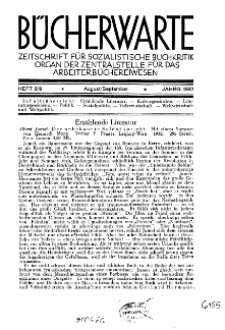 Bücherwarte: Zeitschrift für Sozialistische Buchkritik, 1932, H. 8/9.