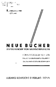 Neue Bücher. Ein Bücherblatt für Volksbibliothekare, Jg. 8, 1932, H. 3/4.