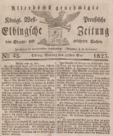 Elbingsche Zeitung, No. 43 Montag, 30 Mai 1825