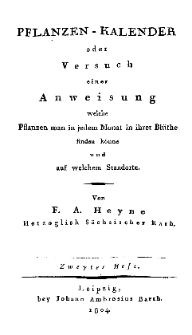 Pflanzen-Kalender, 2. Heft, 1804