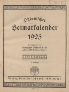 Ostdeutscher Heimatkalender, 1925, 3.-4. Jahrgang