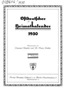 Ostdeutscher Heimatkalender, 1930, 9. Jahrgang