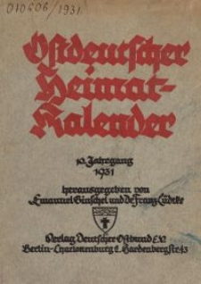 Ostdeutscher Heimatkalender, 1931, 10. Jahrgang