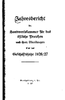 Jahresbericht der Handwerkskammer ... über das Geschäftsjahr 1926/27