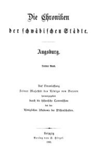 Die Chroniken der Deutschen Städte: T. 22. Bd. 3. Augsburg
