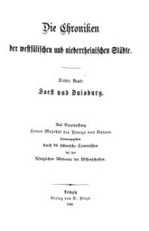 Die Chroniken der Deutschen Städte: T. 24. Bd. 3. Soest und Duisburg