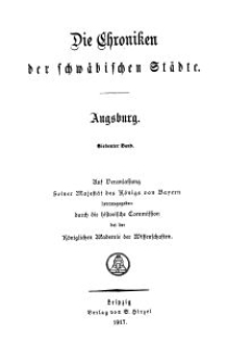 Die Chroniken der Deutschen Städte: T. 32. Bd. 7. Augsburg