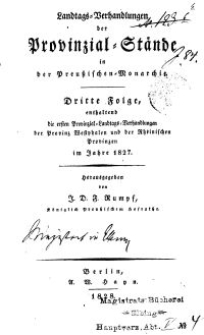 Landtags-Verhandlungen der Provinzial-Stände..., 4. Folge 1827