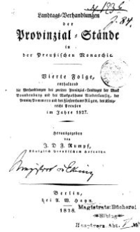 Landtags-Verhandlungen der Provinzial-Stände..., 4. Folge 1827
