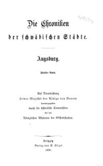 Die Chroniken der Deutschen Städte: T. 25. Bd. 5. Augsburg