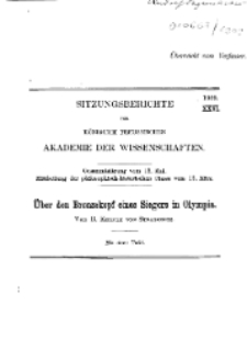 ...1909, XXVI, Gesammtsitzung vom 13. Mai, R. Kekule von Stradonitz, Ueber den Bronzekopf eines Siegers in Olympia