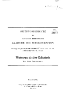 ...1913, XXXVII, Sitzung der philosophisch-historischen Classe vom 17. Juli, C. Schuchhardt, Westeuropa als alter Kulturkreis