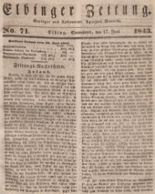 Elbinger Zeitung, No. 71 Sonnabend, 17. Juni 1843