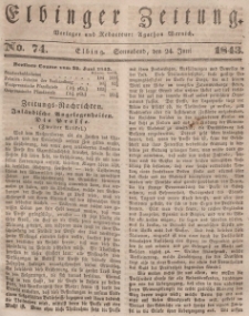 Elbinger Zeitung, No. 74 Sonnabend, 24. Juni 1843