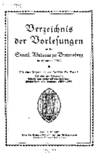 Verzeichnis der Vorlesungen an der Staatl. Akademie zu Braunsberg im Sommer 1927