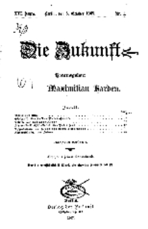 Die Zukunft, 5. Oktober, Jahrg. XVI, Bd. 61, Nr 1.