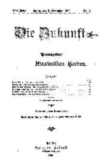 Die Zukunft, 2. November, Jahrg. XVI, Bd. 61, Nr 5.
