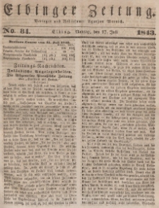Elbinger Zeitung, No. 84 Montag, 17. Juli 1843