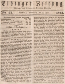 Elbinger Zeitung, No. 85 Donnerstag, 20. Juli 1843