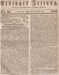 Elbinger Zeitung, No. 86 Sonnabend, 22. Juli 1843